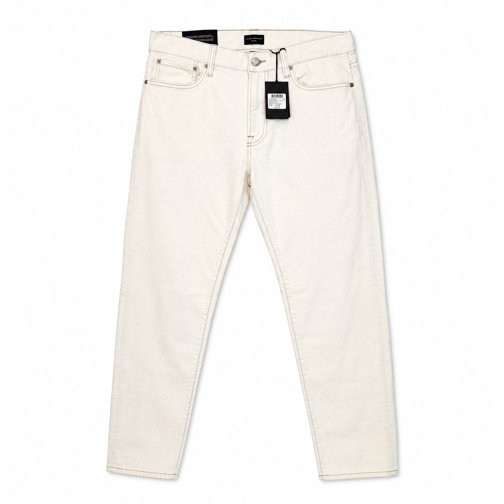 Club Monaco Super Slim Denim Jeans Mens 32x32 Cream Off White NWT 795796057002